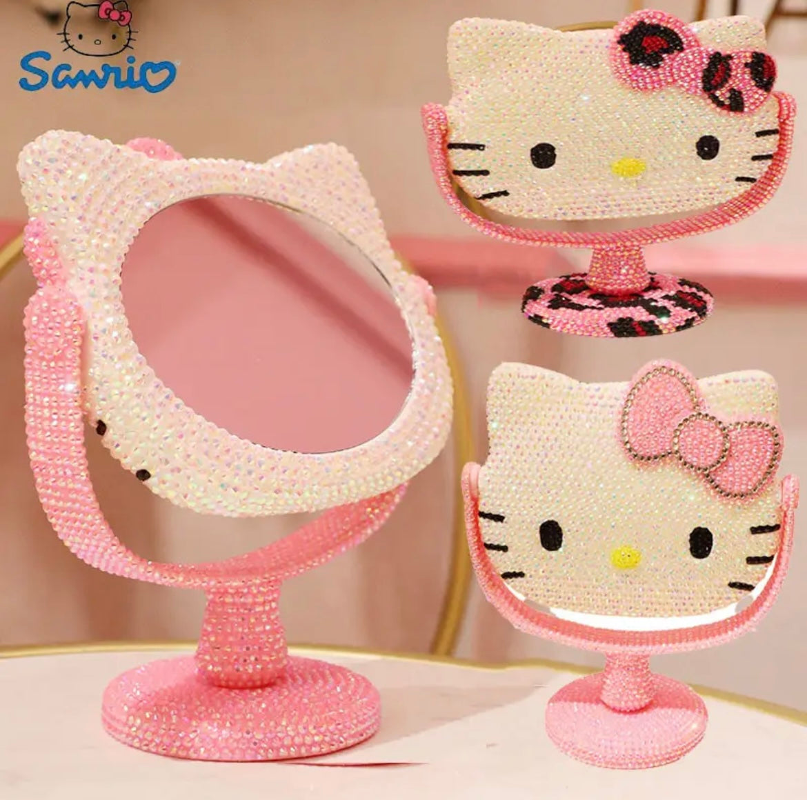 Diamanté Kitty Mirror 🎀